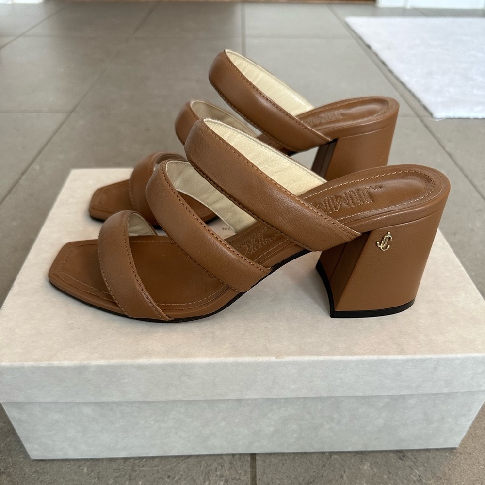 Jimmy Choo Auna 65 Block Heel Slide Sandals, Size 38